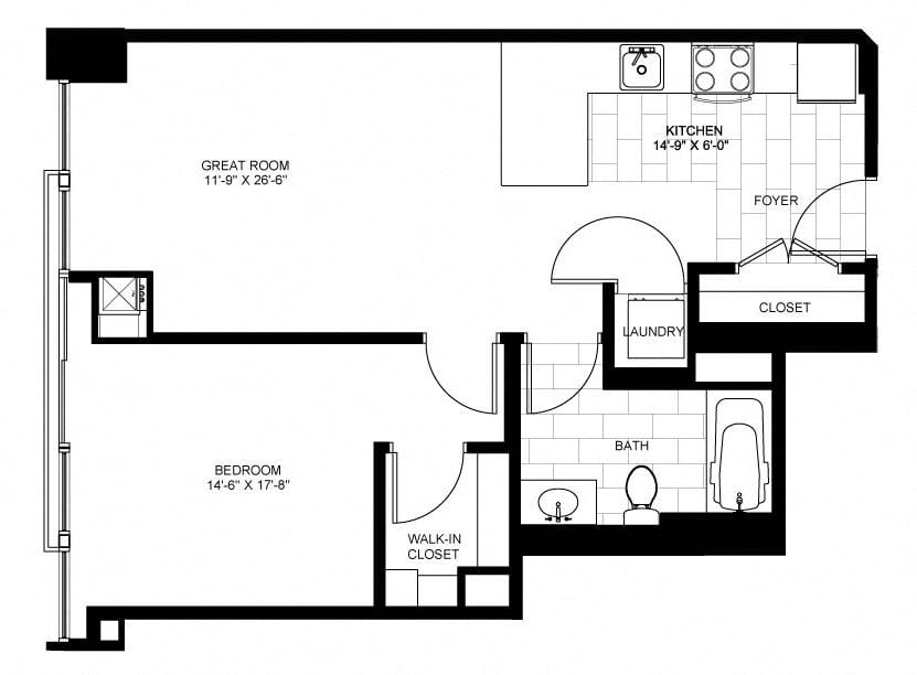 One Bedroom 08 Floorplan Image